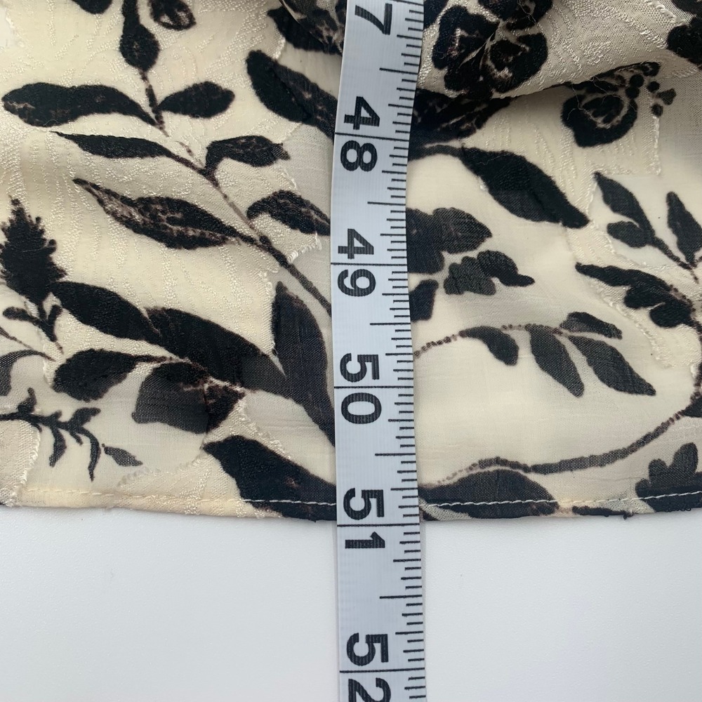 Anne Klein Dress 14 NWT Tiered Midi Maxi Cream Black Floral Bird Print Boho LS - Picture 8 of 16